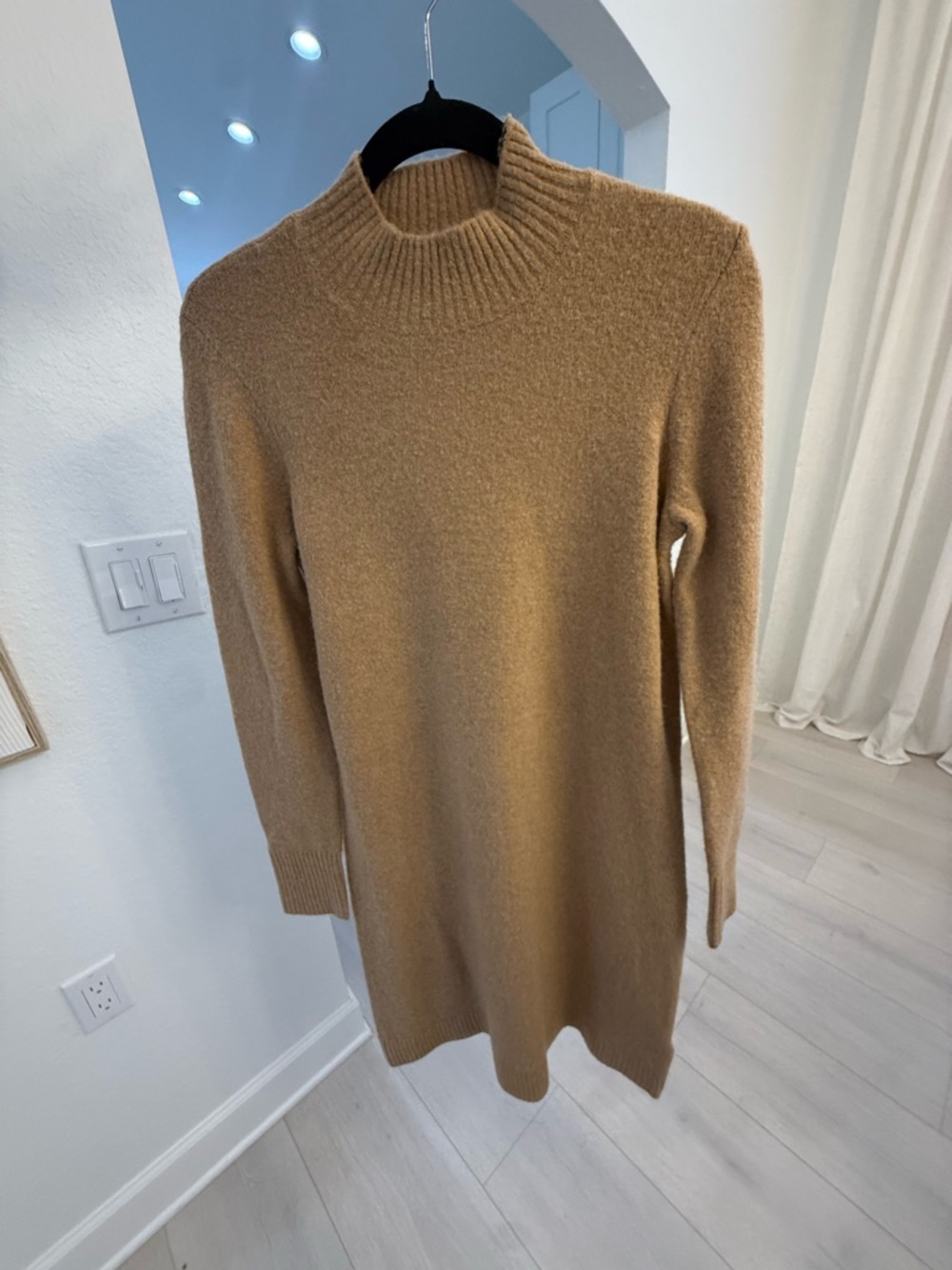 J. Crew Camel Ribbed Mock Neck Sweater Dress